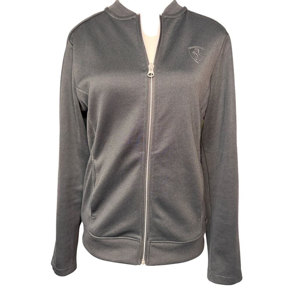 Puma Ferrari Bomber Jacket Women's Medium Black Full Zip Long Sleeve Varsity